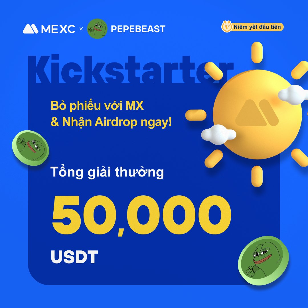 💎[Niêm yết đầu tiên] MEXC Kickstarter - Bỏ phiếu PepeBeast (PEPEBEAST) để nhận 50,000 USDT airdrop miễn phí!

➡️Thời gian bỏ phiếu: 14:00, ngày 31/10/2023 - 13:50, ngày 01/11/2023 (Giờ VN)
➡️Giao dịch: 16:00, ngày 01/11/2023 (Giờ VN)
➡️Nạp: Đã mở
➡️Rút: 16:00,