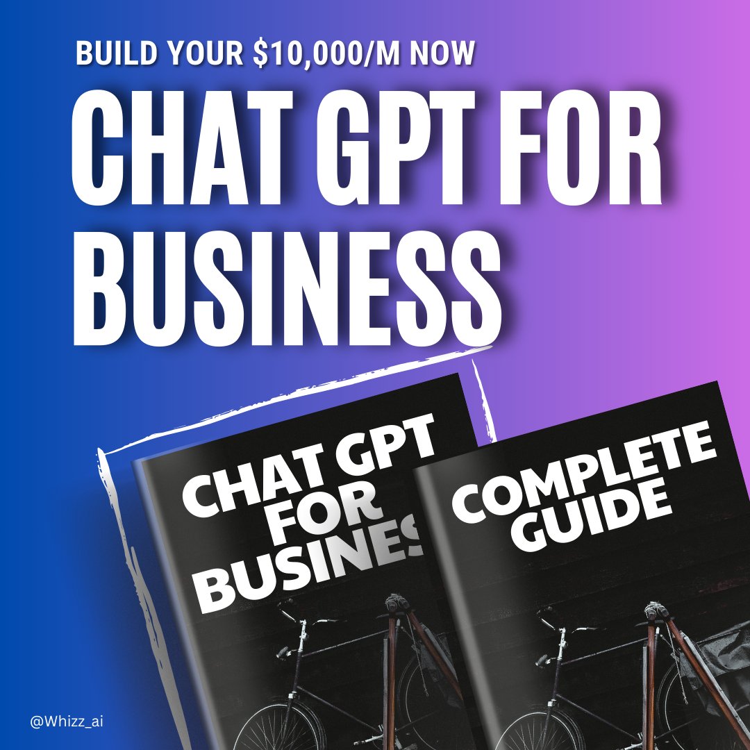 Hamza Khalid (@whizz_ai) on Twitter photo Build Your $10,000/month Business with Chat GPT now!
I Built a Mystery Guide for Entrepreneurs especially
It costs $69 But,
For 24 hours it's 100% FREE
To get it:
• Follow <a href="/Whizz_ai/">Hamza Khalid</a>
• Like and Retweet
• Comment "Business"
Note: Must follow so I Can send Build Your $10,000/month Business with Chat GPT now!
I Built a Mystery Guide for Entrepreneurs especially
It costs $69 But,
For 24 hours it's 100% FREE
To get it:
• Follow <a href="/Whizz_ai/">Hamza Khalid</a>
• Like and Retweet
• Comment "Business"
Note: Must follow so I Can send