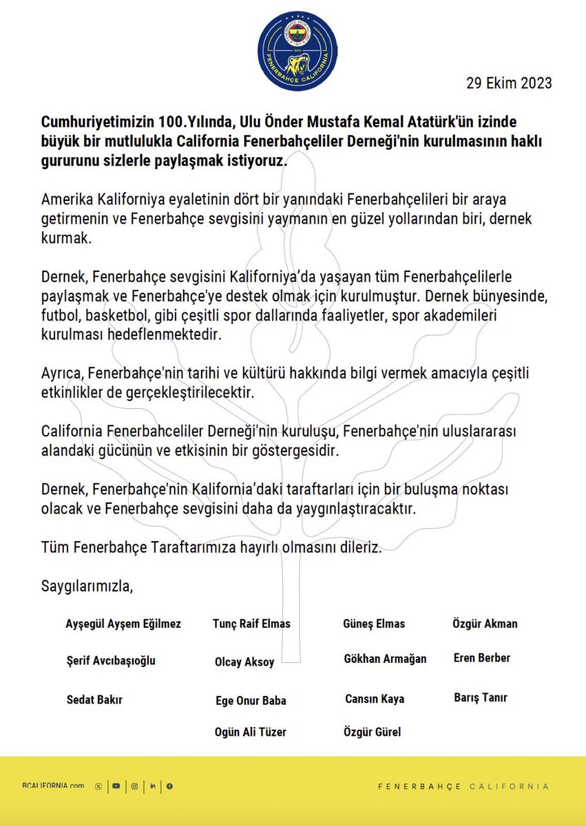 Fenerbahçe California Derneği (@califenerbahce) on Twitter photo 