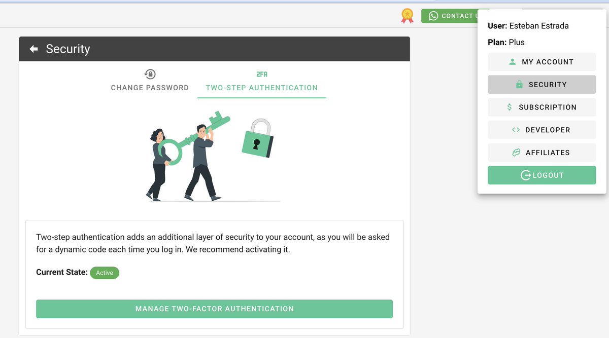 wasapi_app's tweet photo. Increase the security of your Wasapi account by enabling two-step authentication.

To do so, follow these steps:

1. Go to the "My Account" menu.
2. Then go to Security.
3. Click on "Two-Step Authentication".
4. Follow the instructions.
5. Enjoy enhanced security.