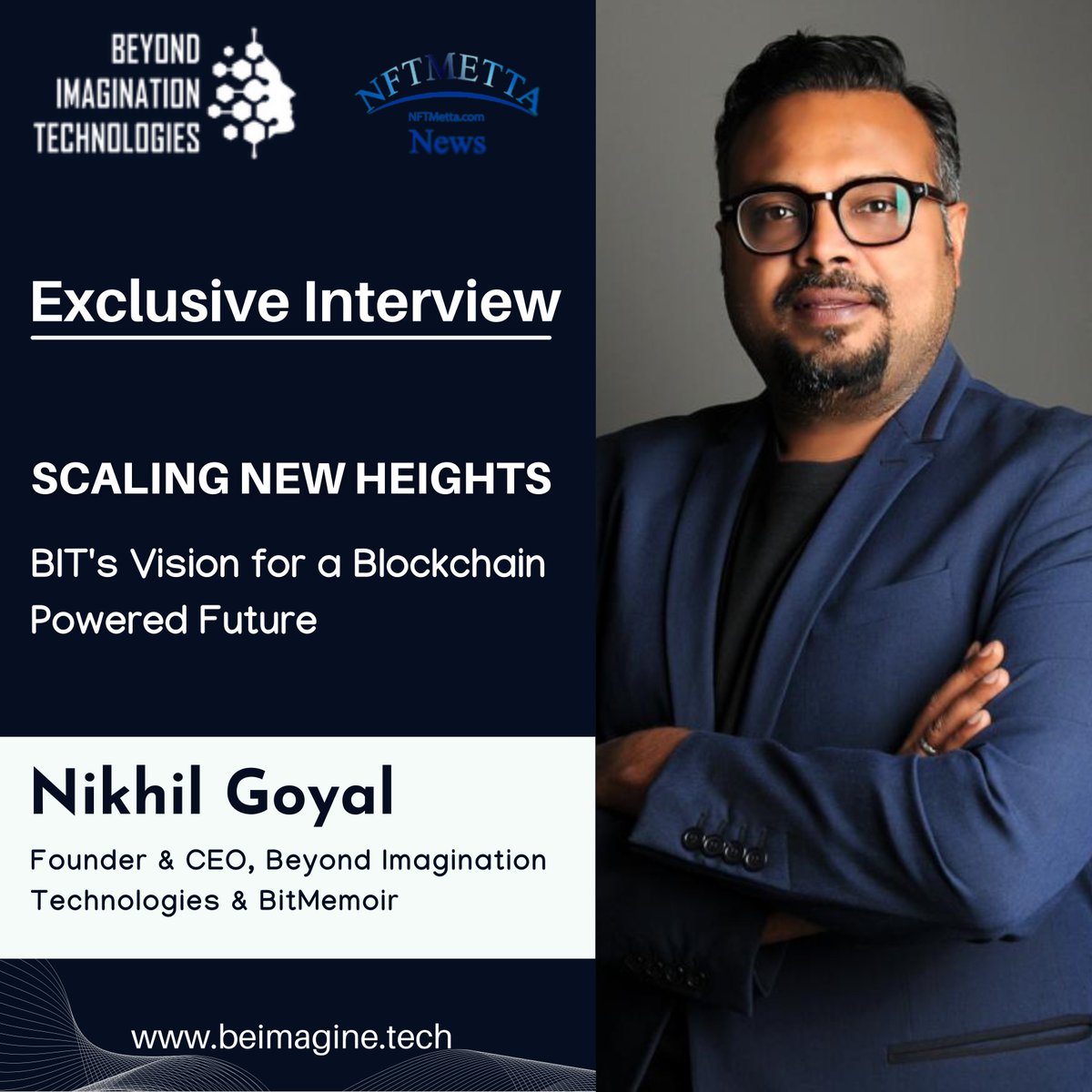 beimagine_tech's tweet photo. Discover how our Founder &amp; CEO, Mr. @Nikrider07, is reshaping the future of blockchain and digital certificates in this enlightening interview. https://t.co/geN2SiBd7b