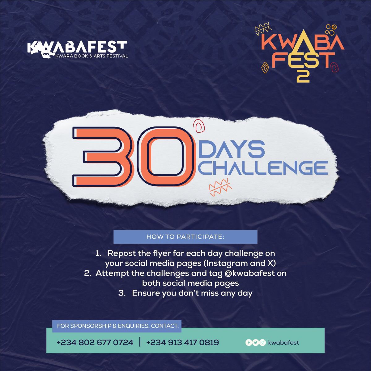 kwabafest's tweet photo. Ready for Kwabafest 30 days challenge?
#kwabafest #kwabafest2.0 https://t.co/48R8SMtyrD