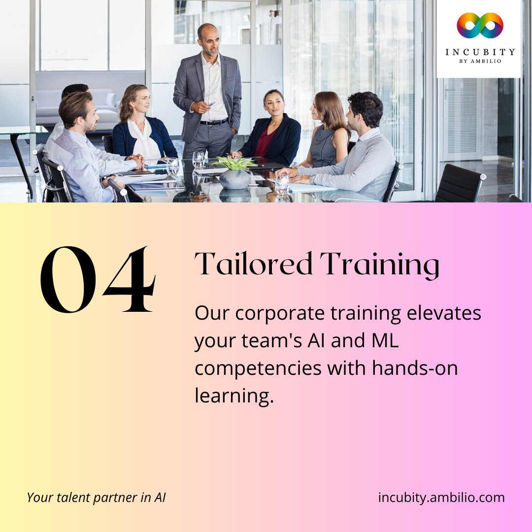 Incubity1's tweet image. 2/2

Visit us: incubity.ambilio.com

#talentbuilding #hr #corporatetraining #artificialintelligence #machinelearning