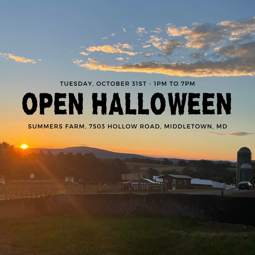SummersFarm's tweet image. Join us for some farm fun before trick-or-treating! Open today, Tuesday, October 31st from 1pm to 7pm! Come see if you can find the great pumpkin in the pumpkin patch. Last wagon ride is at 6pm! Buy your tickets online and save! summersfarm.ticketspice.com/fall-festival-…