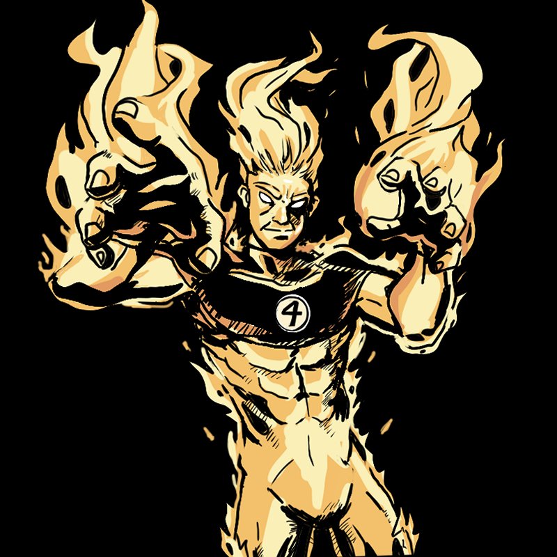 multisiffi's tweet image. #inktober2023day31 The Human Torch, happy Halloween everyone 🎃