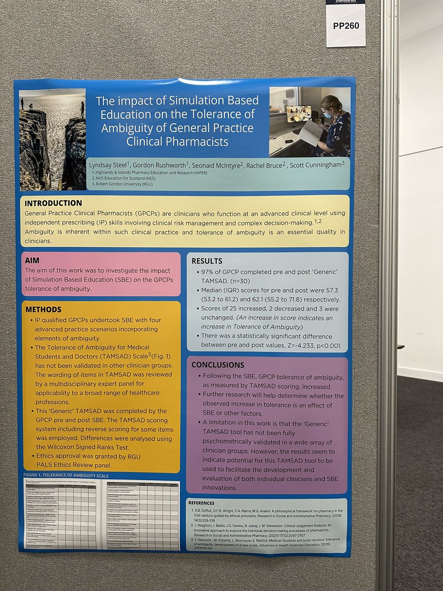 #posterpresentation @ #ESCPAberdeen23 @Seonie14 @GordonRushworth @RacheltheBruce @Lauramcauley4 thank you for being awesome, loving your work in #simulationbasededucation @ProfScottC thanks for your guidance #clinicalpharmacy #GPCP