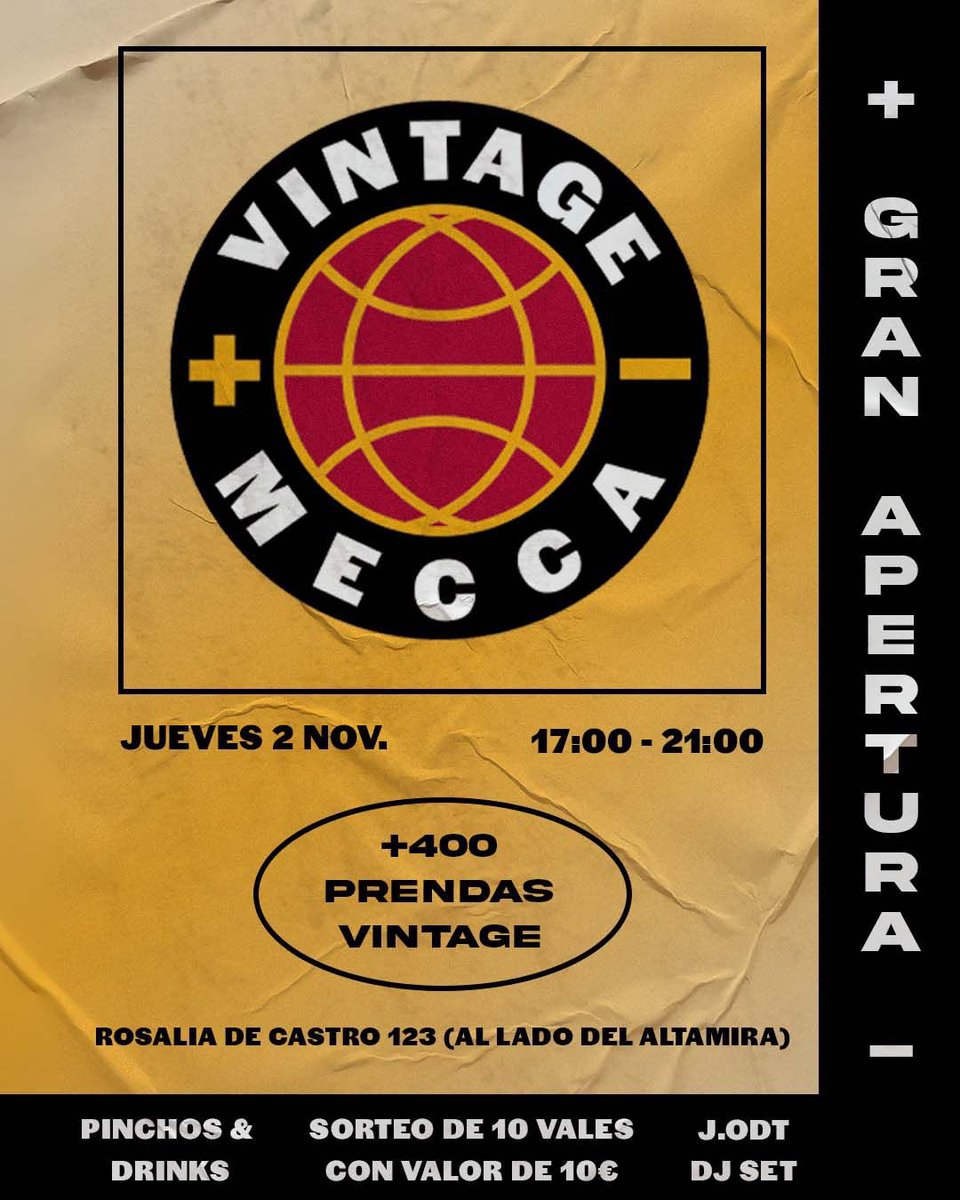 🗣️🗣️ Este xoves <a href="/OJKillah1/">J.ODT</a> estará poñendo clásicos dos 90 e principios do 2000 na inauguración da nova tenda de #Tr3s , VINTAGE MECCA 🗣️🗣️