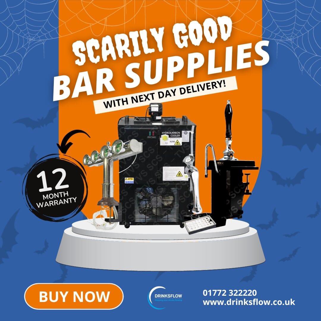 𝗦𝗰𝗮𝗿𝗶𝗹𝘆 𝗴𝗼𝗼𝗱 𝗯𝗮𝗿 𝘀𝘂𝗽𝗽𝗹𝗶𝗲𝘀 🦇🕸️👻🍺

Don't be afraid of what might seem too good to be true! All of our bar &amp; cellar products come with next day delivery and 12 month warranty, so what are you waiting for? 

𝗕𝘂𝘆 𝗢𝗻𝗹𝗶𝗻𝗲: drinksflow.co.uk/bar-equipment/