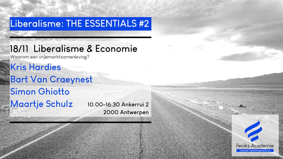 Heeft u zich al ingeschreven voor onze volgende activiteit op 18 november: Liberalisme en economie? 
Inschrijven: feniksacademie.be/?p=182
Meer informatie: feniksacademie.be/?p=153
Je kan je nog altijd voor heel de reeks inschrijven en krijg een extra boek van Prof. Marc De Vos!