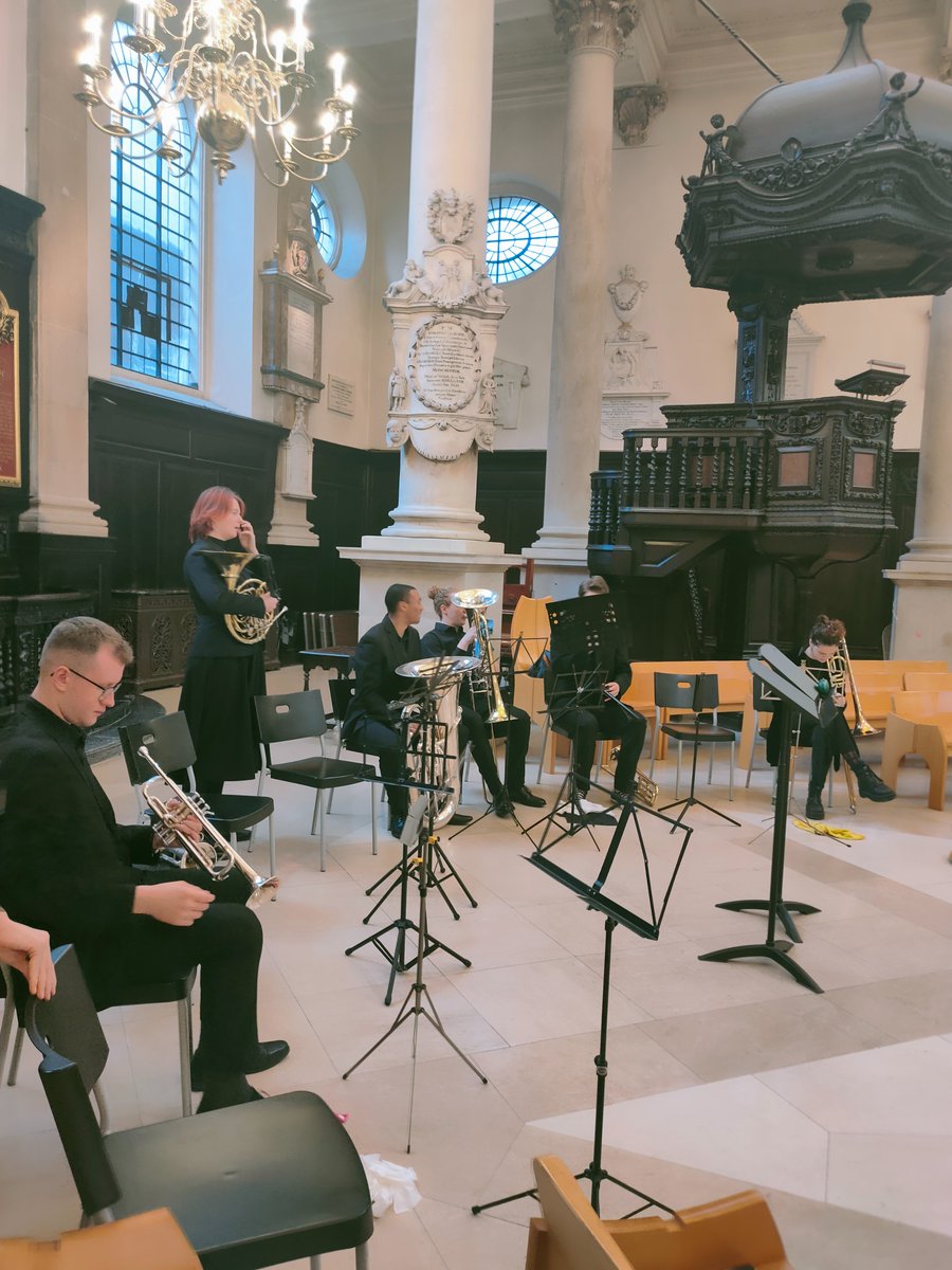 We are raising the roof at St Stephen Walbrook with the Guildhall Brass 22 cohort...starts at 1pm today. Expect a glorious, rousing sound as they play Dorothy Gates, Giovanni Gabrieli, Ola Greijo Bill Conti and others. 45 mins . Free Admission.#guildhall