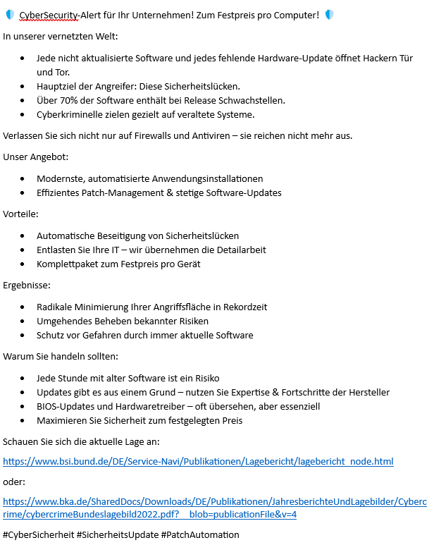 Sprechen Sie uns an! Es ist wichtig!