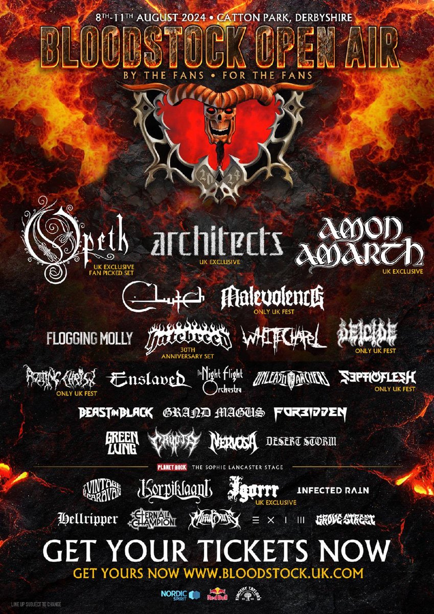 Just announced for @BLOODSTOCKFEST 2024! @GrandMagus @WhitechapelBand @DeicideBand and many more. Get all the info via the link below: overdrive.ie/bloodstock-rev…