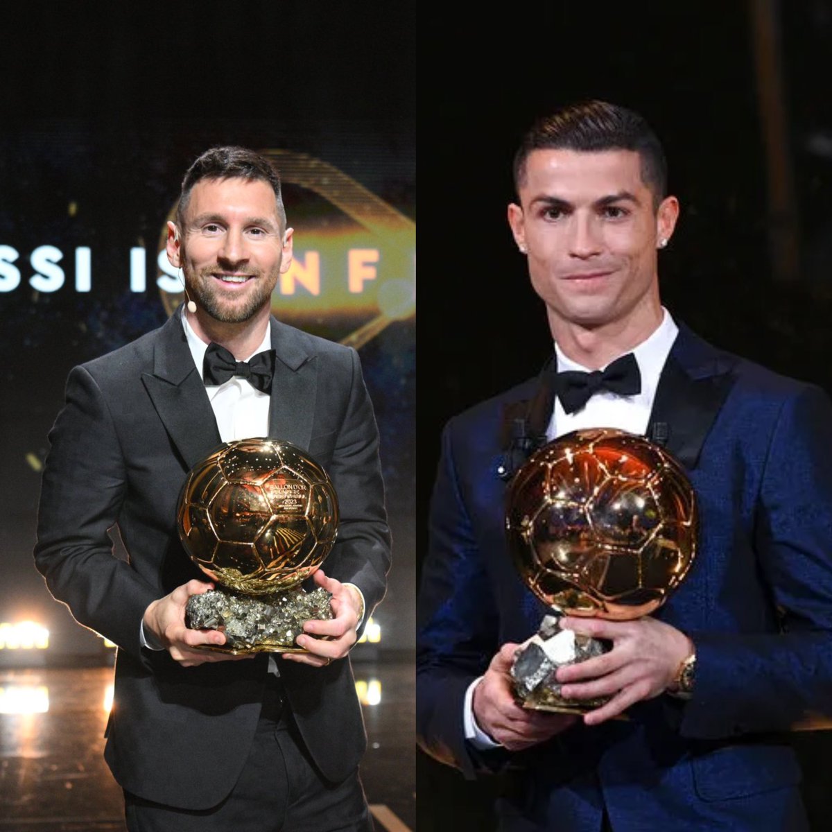 AlbicelesteTalk's tweet photo. 🚨 Leo Messi on his rivalry with Cristiano Ronaldo: 

The journalist: “You have now won the eighth and you have three more than Cristiano Ronaldo. So is the competition over?

Leo Messi: “It was an epic competition between brackets. Athletically, he was very good and I think we benefited from each other because we are both very competitive and he also always wants to win over everyone and everything. I think it was a very beautiful period for us and for those who love football in general. What we have done all this time is very appreciable because as they say it is easy to reach the top but difficult to stay. We stayed at the top for ten or fifteen years, I'm not sure how many, and it was very difficult. It was very difficult to continue at this level and I think it was a great thing and a beautiful memory for everyone who enjoys football.” 🇦🇷🇵🇹🤝