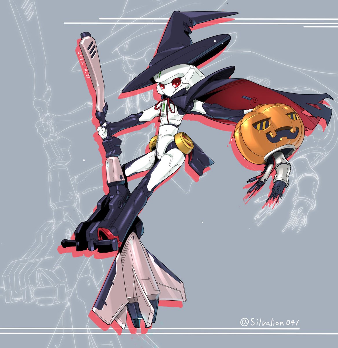 hat robot witch hat red eyes cape halloween no humans  illustration images