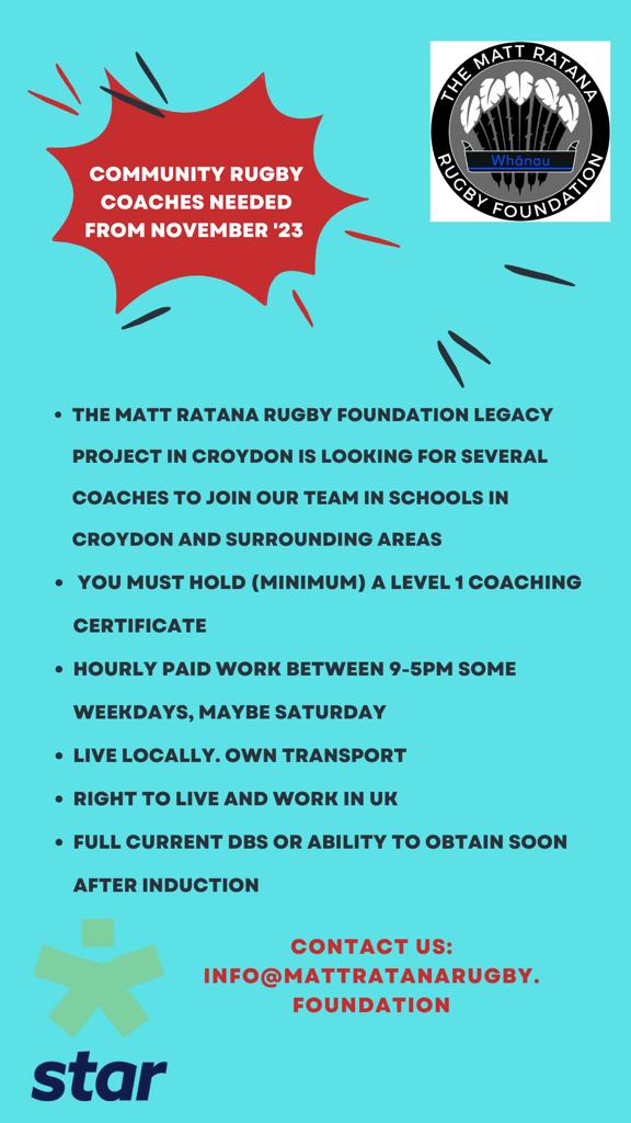Any of you lovely lot looking for coaching experience? If so please get in touch today and see how much of a difference you can make to young people!