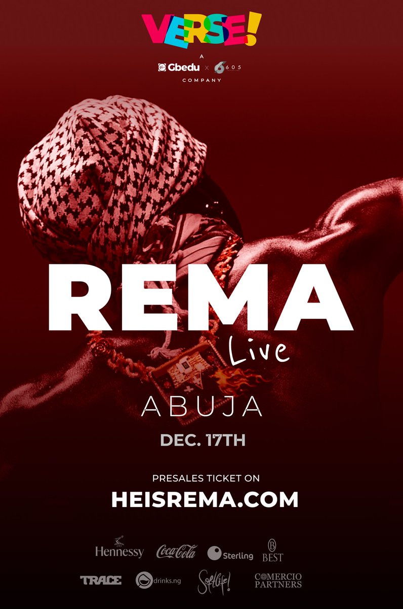 Prof_Fiammari's tweet image. FOR A LIMITED TIME ONLY PRESALE TICKETS ARE LIVE NOW🚀

Visit : heisrema.com

@heisrema LIVE IN ABUJA
Dec 17th

For enquiry, call 08103029457

#RemaFillUpEagleSquare #RemaLiveAbuja #Ravers #DecemberInAbuja
cc @605intl @thisgbedu @edgemaxngr @prof_fiammari