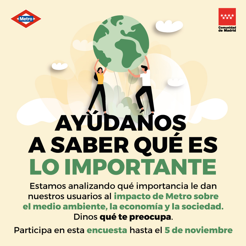 ✅ ¡Tu opinión nos ayuda a mejorar! 
¿Qué impacto crees que tiene Metro de Madrid en el medio ambiente? Participa en esta encuesta.
📝 sphinxonline.com/surveyserver/s…