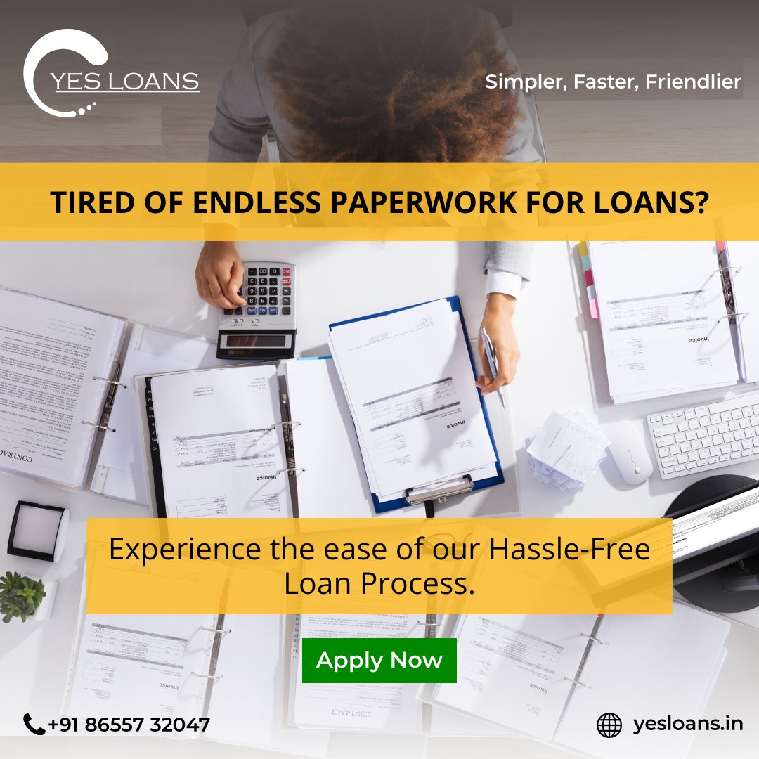 yesloans2023's tweet image. Tired of endless paperwork for loans? At Yes Loans, we make it easy. Experience the ease of our hassle-free loan process.

Contact: +91 8655732047 or visit our website: yesloans.in

#yesloans #lesspaperwork #businessloan #businessloans #FinancialAssistance