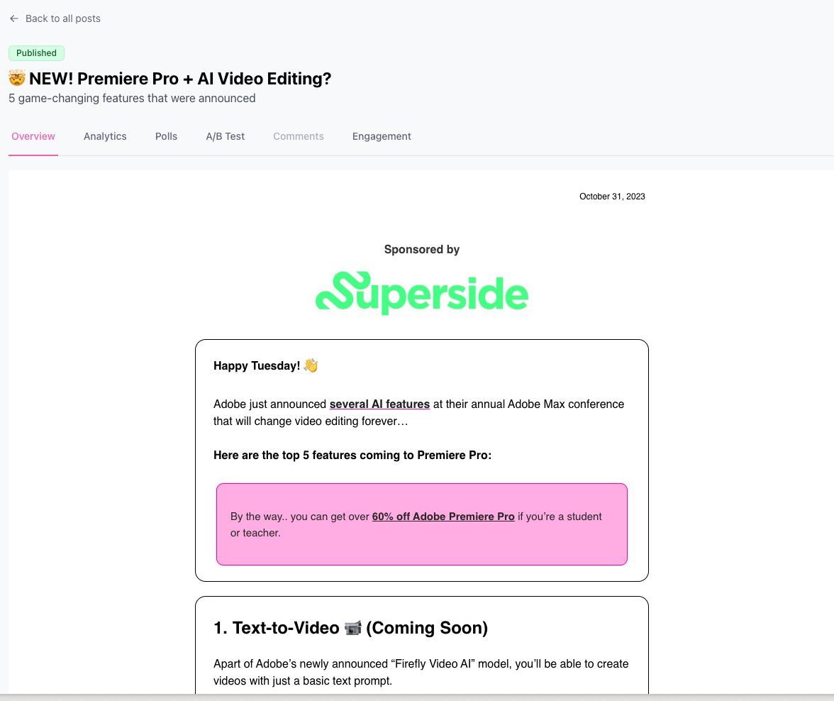 Steven Van ๐ (@stevenvan_) on Twitter photo Just sent out an Ad I got through the <a href="/beehiiv/">beehiiv ๐</a> ad network ๐ค
- I didn't have to do any outreach myself
- The copy + assets were provided to me
- Dragged + dropped the ad into my email in seconds
- Getting paid $$$ Just sent out an Ad I got through the <a href="/beehiiv/">beehiiv ๐</a> ad network ๐ค
- I didn't have to do any outreach myself
- The copy + assets were provided to me
- Dragged + dropped the ad into my email in seconds
- Getting paid $$$
