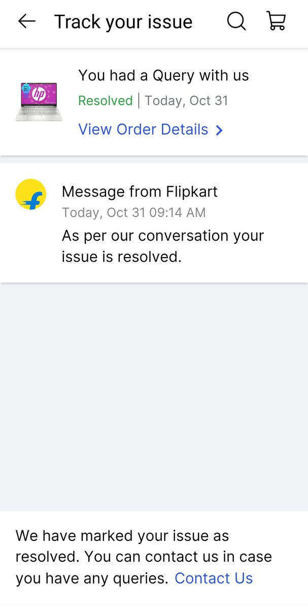 prahladkb's tweet photo. @flipkartsupport My issue is not resolved but the flipkart customer care has changed the status to "resolved". When will I receive my laptop?? #flipkartscam #FlipkartFail #FlipkartYeKyaChalRahaHai https://t.co/mmwSipCGdd