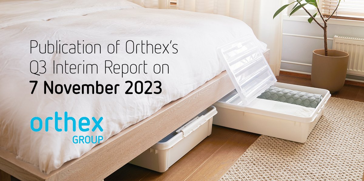 Orthex will publish its Q3 Interim Report on Tuesday, 7 Nov 2023 at around 9.00 a.m. EET. The corporate management will present the report on the same day at 11.00 a.m. EET in a webcast. Join here orthex.videosync.fi/q3-2023