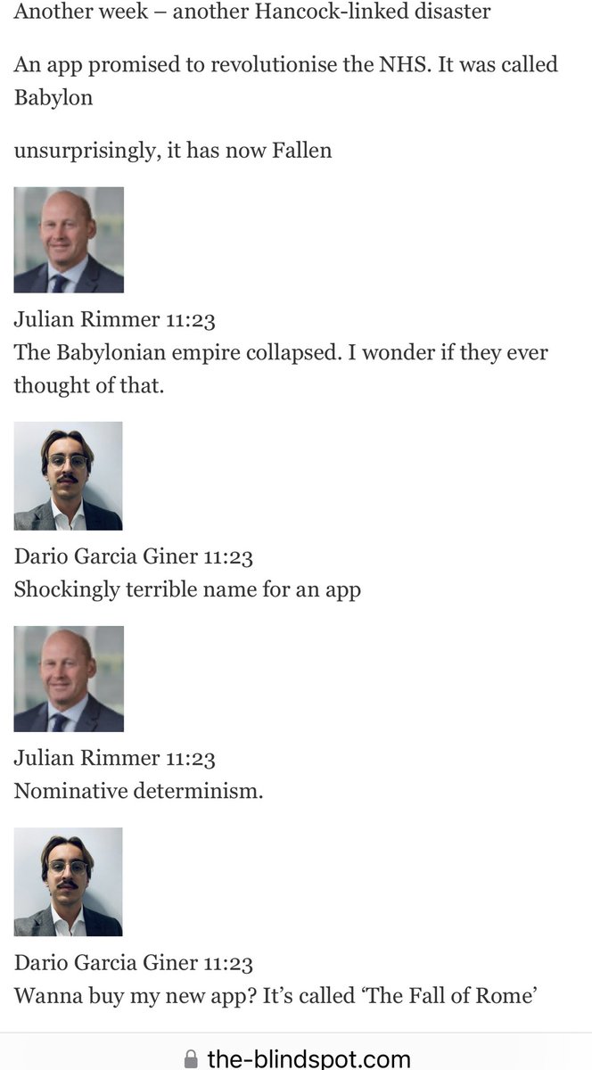 ICYMI here’s yesterday’s Spot Markets Live transcript assesses the Babylon health fiasco. Plus snippets of colour from me at the “Arc Forum”. Tune in for more today at 1030 am U.K. via the <a href="/CoodashLtd/">Coodash</a> platform. the-blindspot.com/spot-markets-l…