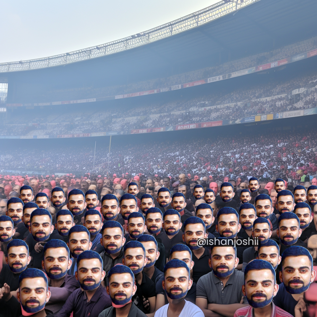 Scenes at Eden Gardens on 5th November. As CAB President announced they are planning to distribute around 70,000 Kohli masks on his birthday. #ViratKohli #IndianCricketTeam #TeamIndia #CWC23