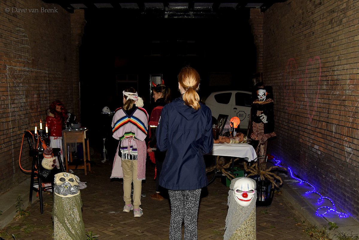 Op zondag gingen de kleinere kinderen door de wijk. Er snoep werd uitgedeeld door de bewoners met hun versierde huizen, Het weekend werd georganiseerd door vrijwillige bewoners uit de wijk
Zie alle foto's op:  dewester.info/halloween-in-h… #Waterkwartier #Nijmegen #Halloween