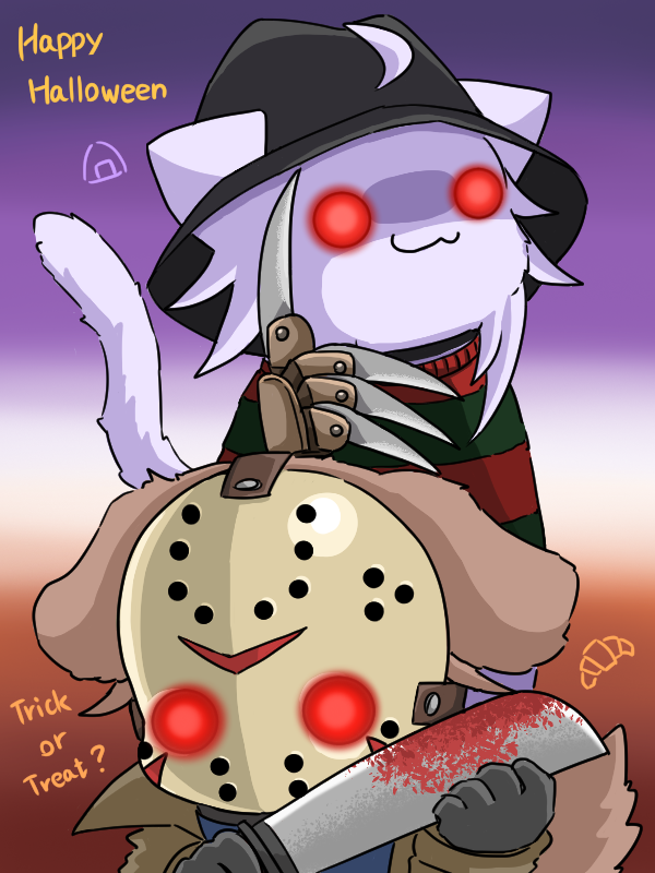 猫又おかゆ 「HAPPY Halloween.......? #できたてころね #絵かゆ」|裕司‧威爾斯(ウェルシュ)のイラスト