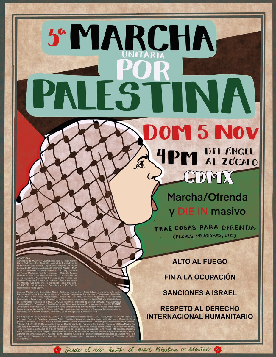 Tuve el honor de hacer el flier para la marcha de este Domingo por Palestina en la CdMX Porfis Compartan 🙌🏼 #PalestinaLibre #CDMX #marcha