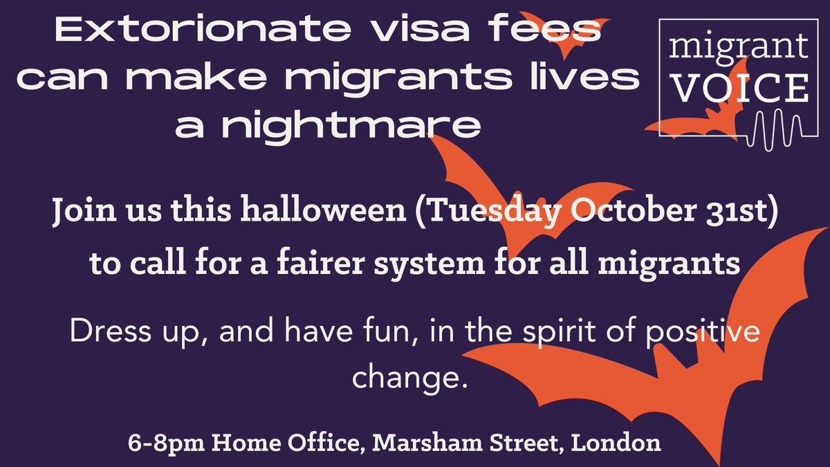 Happy Halloween!
What's really scary is hearing the government is arbitrarily hiking up visa fees this Autumn.

They think they can extort our migrant colleagues & friends with fees that push them into poverty & debt because we wont speak up with them.
But we will! #ActionOnVisas