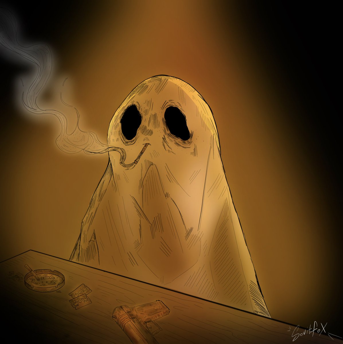 SovitFox's tweet photo. Halloween night party, scary monsters poster. Ghost smoke 🚬
Spooky halloween 👻.. Happy halloween
.
Hmm I not sure, that's post my art isn't that interesting.
.
#furry #halloween #halloweenart #ghost #drawstlye #drawstlye #draw #drawingsketch #drawdrawdraw #digitalartist https://t.co/W5ZtmwxBxr