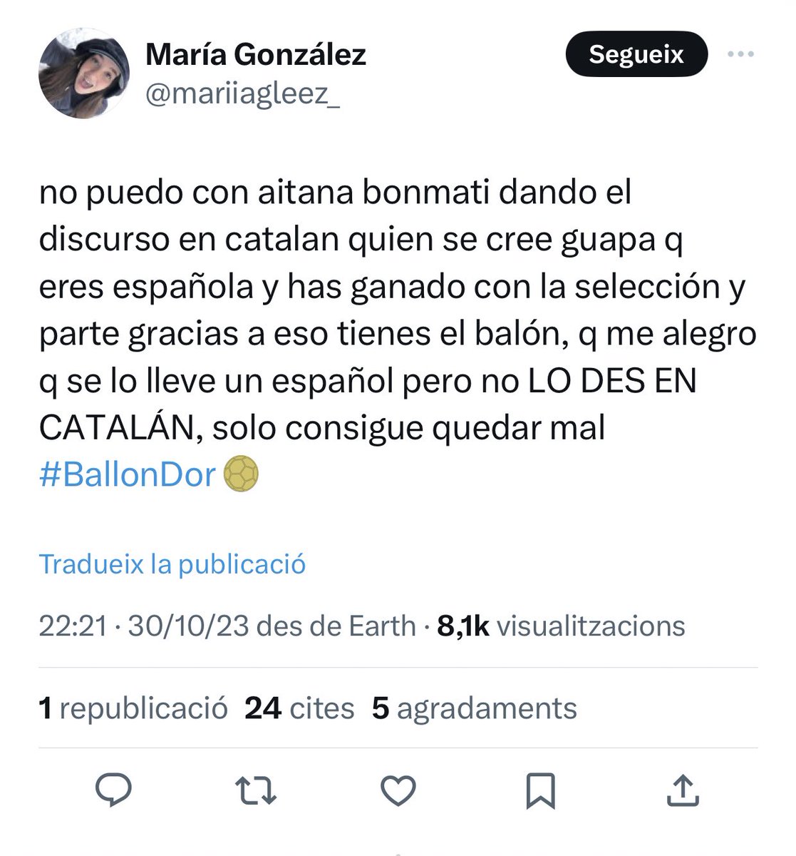 Aitana, els tens a tots rabiant. Els meus respectes.