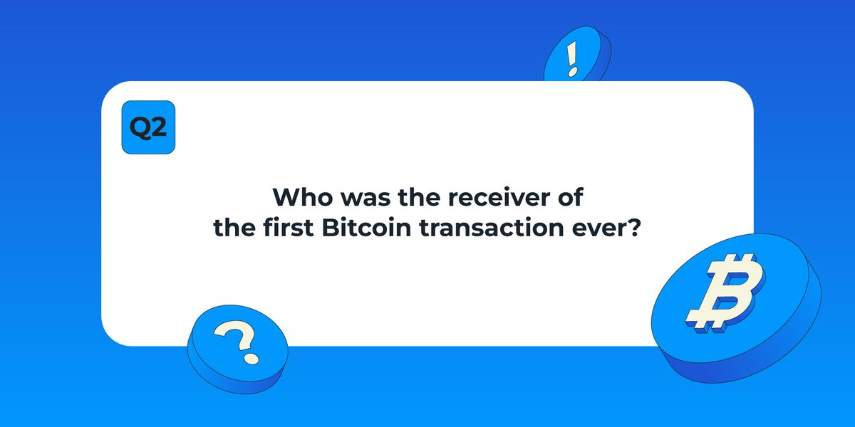 WazirXIndia's tweet photo. #BitcoinWhitePaperDay Quiz 📝 

Time for the 2nd question:

Who was the receiver of the first #Bitcoin transaction ever? 🤔

Repost this post, reply with your answer &amp; tag 3 friends 👇 https://t.co/da7zHyYnq6