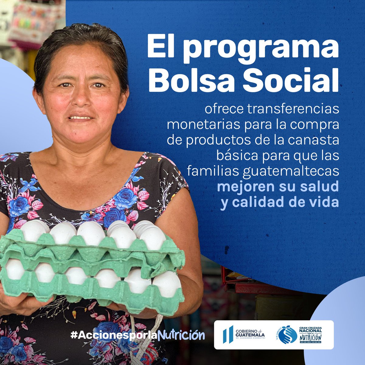GuatemalaGob's tweet photo. Gracias al programa #BolsaSocial, miles de guatemaltecos en vulnerabilidad tienen acceso a los productos de la canasta básica alimentaria a través de las transferencias monetarias que reciben. #AccionesPorLaNutrición https://t.co/fLmDW5ATiw