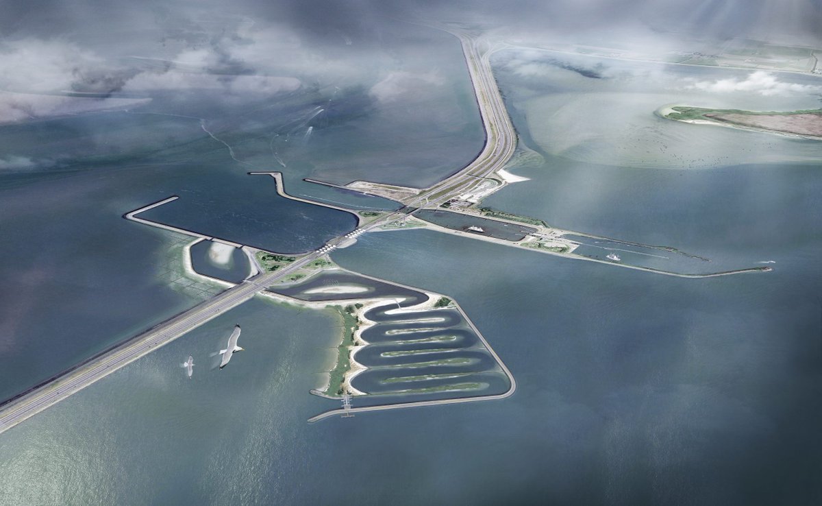 De dam (Waddenzeezijde) van het IKW-Waddenfondsproject de Vismigratierivier is van materiaal dat vrijkomt uit de tijdelijke waterkering (de verbreding van de dijk noodzakelijk voor de doorgang). Zo vormt de eerste luwe omgeving waar vissen via inzwemopeningen de doorgang bereiken