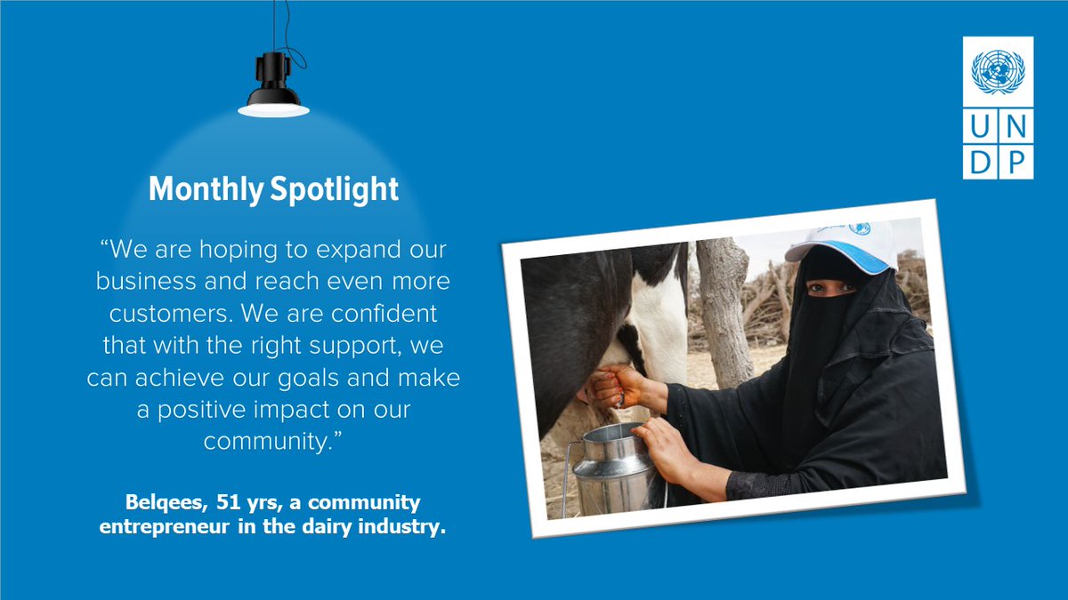 This month, we are spotlighting a strong 🧕 from #Lahj who has worked hard to create a community of women #entrepreneurs 💪.

Thru @ERRYJP3 project w/@EUinYemen, Balqees received support to create her own brand of dairy products👉bit.ly/474xQdm

#Monthlyspotlight