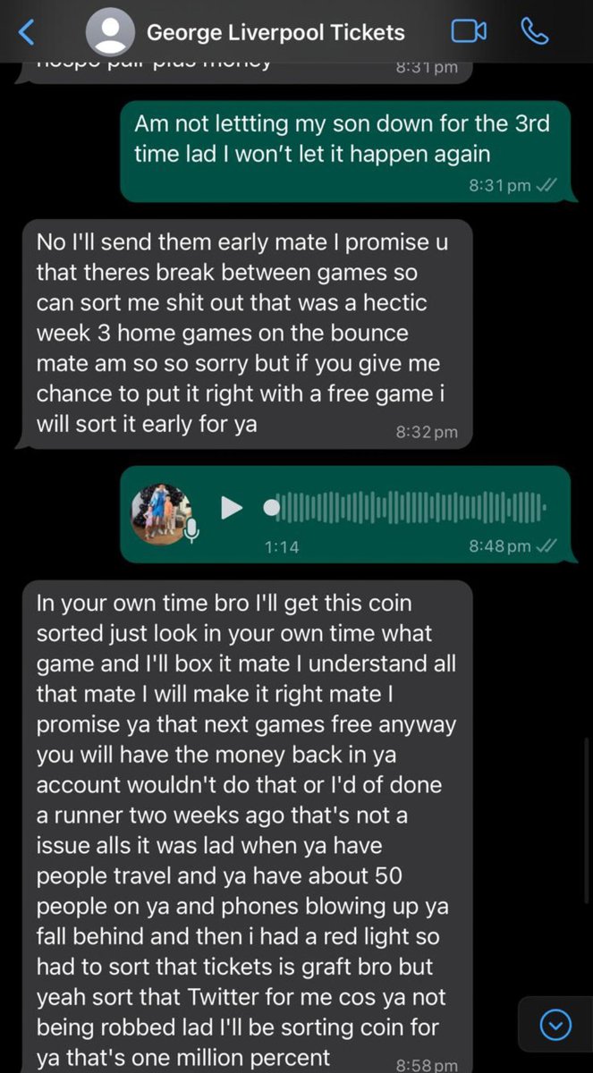 My 9yr old Grandson has been robbed by this ticket tout  George Taylor 07519784158 2nd number 07895 884560
Email georgetaylor_5@msn.com

I ask all genuine #LFC Supporters to RT So he can't do this to anyone else's kid the RAT #LFCFamily #YNWA 

I have all the evidence George 🖕