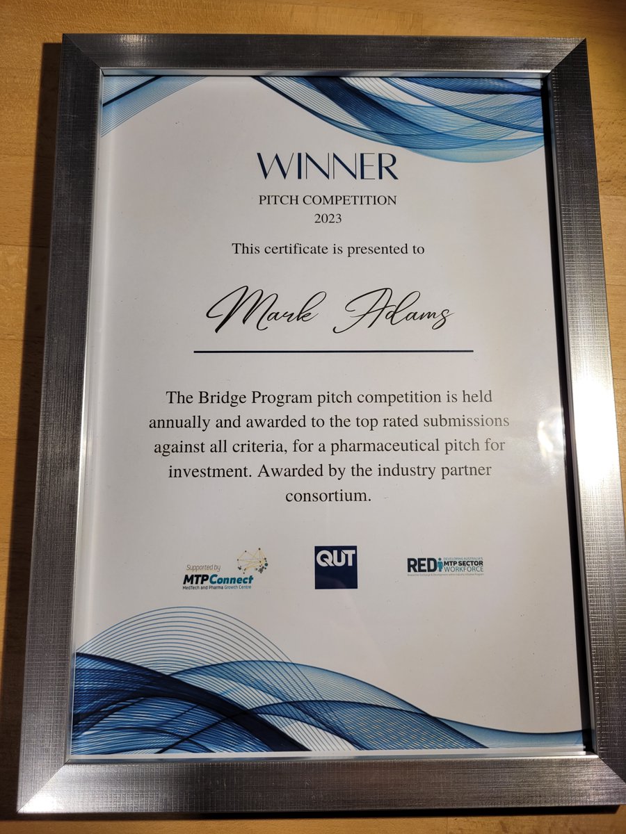 Dr Mark Adams (@dr_markadams) on Twitter photo Really pleased to have been one of two pitch competition winners at <a href="/program_bridge/">The Bridge Program</a>! Now looking forward to attending the 2024 BIO International Convention!
Many thanks to the judges and program organisers for a fantastic event!
<a href="/QUT/">QUT</a> <a href="/TRI_info/">Translational Research Institute</a> Really pleased to have been one of two pitch competition winners at <a href="/program_bridge/">The Bridge Program</a>! Now looking forward to attending the 2024 BIO International Convention!
Many thanks to the judges and program organisers for a fantastic event!
<a href="/QUT/">QUT</a> <a href="/TRI_info/">Translational Research Institute</a>