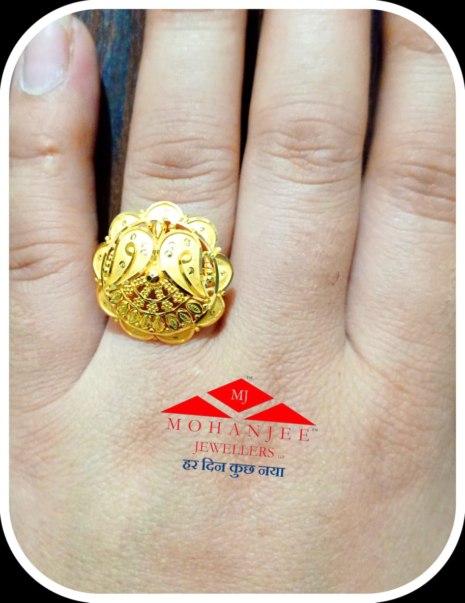 Buy 18K Real Solid Yellow Gold Ring, Hallmark Stamped Handmade Flower  Bridesmaid Engagement Wedding Mesh Design Ring for Women, Gift for Her  Online in India - Etsy