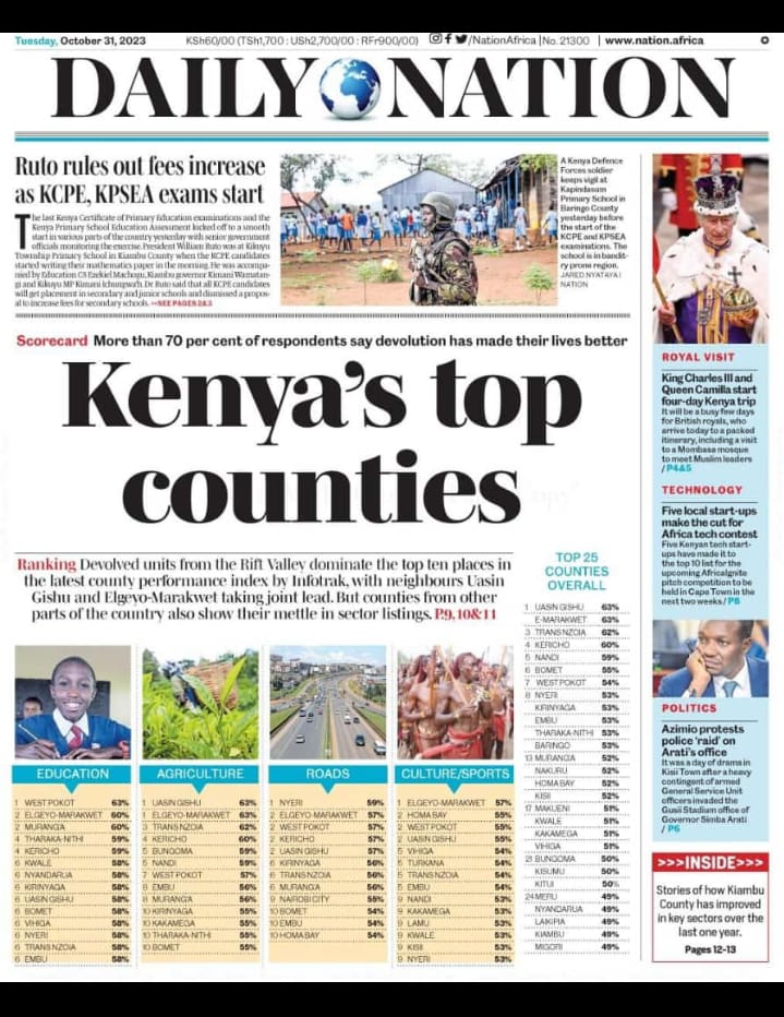 TOP 25 COUNTIES OVERALL. The governor of my beloved Siaya county is busy fighting his Deputy @WilliamOduol . What a record!!
#KingCharlesIII
#Statehouse
#Elnino