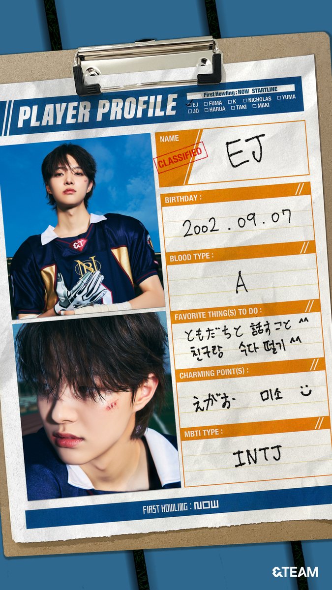 andTEAMofficial's tweet image. 📋Player Profile
#EJ
#FUMA
#K

#STARTLINE
#andTEAM #FirstHowling_NOW