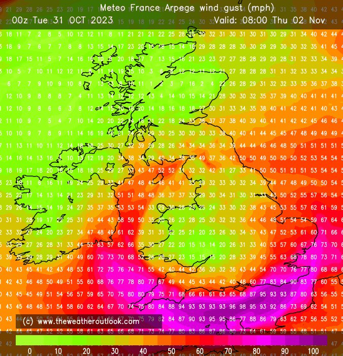 @iainG81 Arpege is extreme for Cornwall and Kent and Sussex! 70mph inland, 90 for coast. That’s red worthy… but I’d guess a bit ott still…