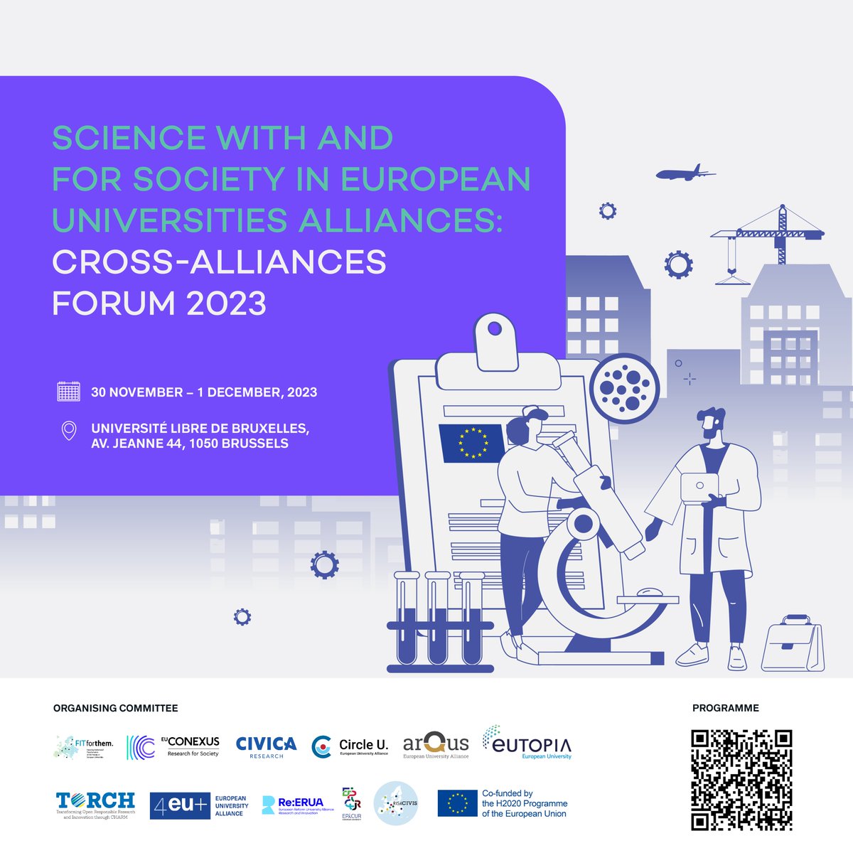 I look forward to joining the 'Science with &amp; for Society in European Universities Alliances' Forum 

I'll address a session on the future of R&amp;I in the Alliances 🔬

Join us on 30 November - 1 December online! 

Register 👉 shorturl.at/eBX56