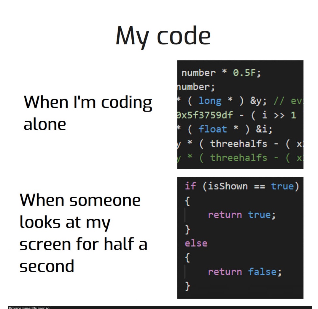 My two different styles of writing code