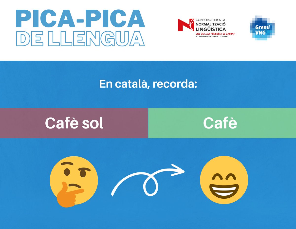 Pica-pica de llengua de la primera quinzena de novembre per als associats al @GremiVNG No cal que gasteu més saliva del compte! Un cafè és un cafè. ☕️ gremivng.com/paraules-a-la-…