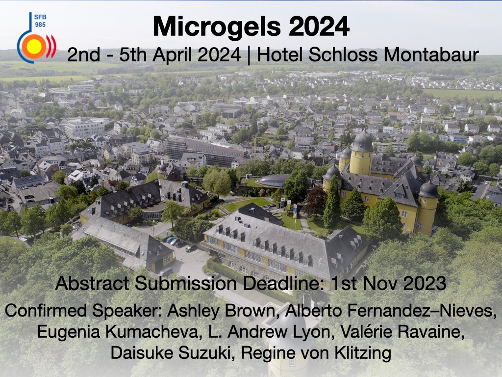 We invite you again to submit an abstract for our conference #Microgels2024. Abstract submission is still open till tomorrow, 1st Nov 2023. For updates, check our conference website: microgels2024.rwth-aachen.de. We look forward to receiving your abstracts and seeing you in Montabaur.