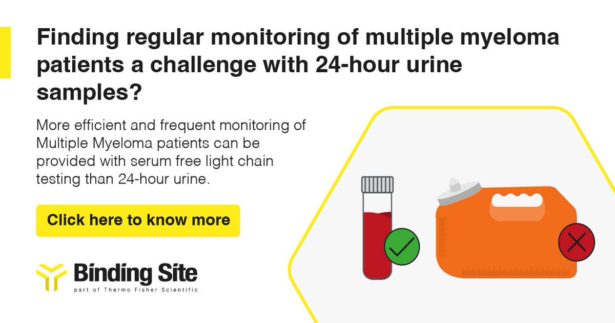 TheBindingSite's tweet image. Find out more about the benefits of serum free light chain testing and the potential impact on a patients quality of life if a 24-hour urine sample is not received here: hubs.li/Q025BpZ10
#multiplemyeloma #sflc #myeloma