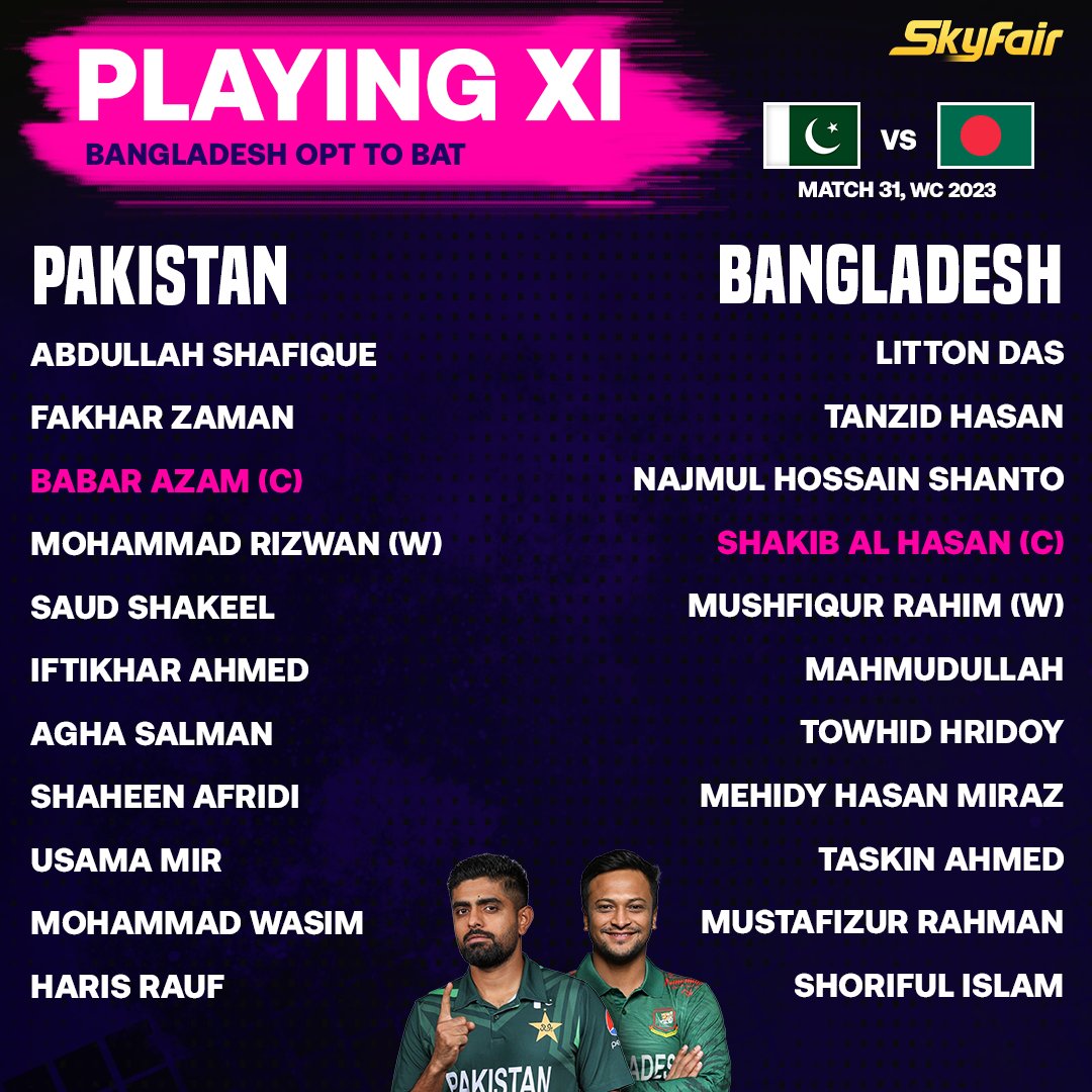 SkyFairsports's tweet image. Winning the coin toss, Bangladesh opts to bat first.

#BangladeshCricket #TossWin #BatFirst #Pakistan #BANvPAK #WC2023 #WorldCup #SkyFair