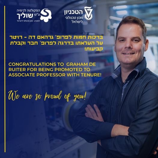 In these difficult times and dark days, I am nonetheless happy to announce that the Technion has decided to promote me to Associate Professor with Tenure. My gratitude to all my students, friends and colleagues in the faculty for creating a supporting environment.